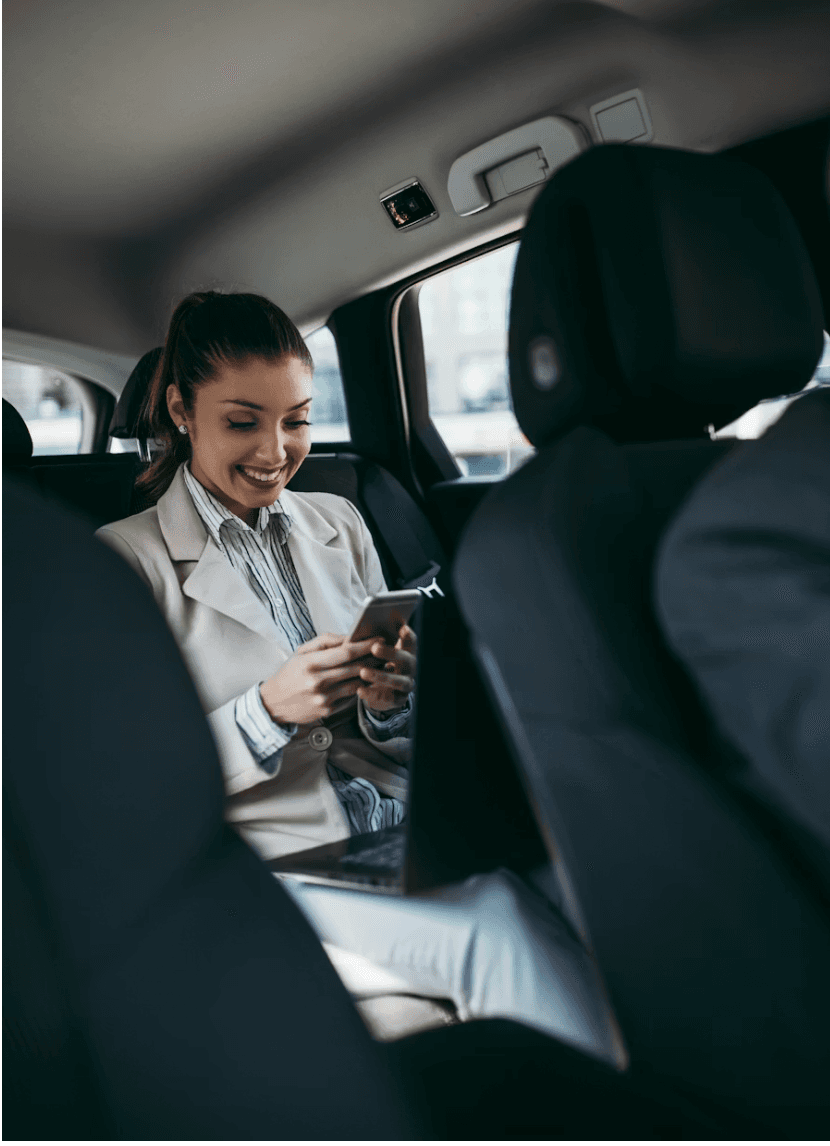 Happy rider in a Caribbean taxi